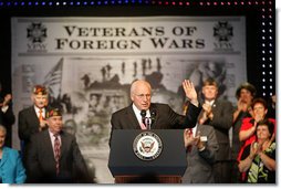 Vice President Dick Cheney is welcomed by members of the Veterans of Foreign Wars of the U.S., Monday, August 28, 2006, at the VFW's annual convention in Reno, Nevada. White House photo by David Bohrer