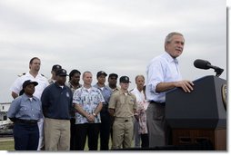 President George W. Bush delivers a Labor Day speech at the Paul Hall Center for Maritime Training and Education in Piney Point, Md., Monday September 4, 2006. White House photo by Kimberlee Hewitt