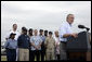 President George W. Bush delivers a Labor Day speech at the Paul Hall Center for Maritime Training and Education in Piney Point, Md., Monday September 4, 2006. White House photo by Kimberlee Hewitt