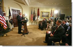 President George W. Bush announces his nomination of Mary Peters as the Secretary of Transportation in the Roosevelt Room Tuesday, Sept. 5, 2006. "Mary Peters is the right person for this job. She brings a lifetime of experience on transportation issues, from both the private and public sectors. She now serves as a senior executive for transportation policy at a major engineering firm," said President Bush. "Before that, Mary served in my administration as the head of the Federal Highway Administration. As administrator, Mary led efforts to improve safety and security, reduce traffic congestion and modernize America's roads and bridges." White House photo by Shealah Craighead