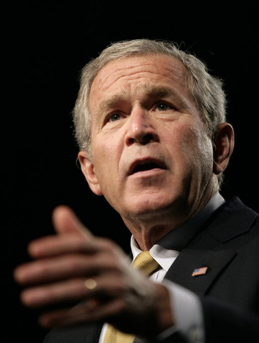 President George W. Bush delivers his remarks on the global war on terror during a visit Thursday, Sept. 7, 2006, to Atlanta. White House photo by Eric Draper