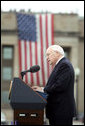 Vice President Dick Cheney delivers remarks at a Ceremony of Remembrance, Monday, September 11, 2006, at the Pentagon in Arlington, Va. to commemorate the fifth anniversary of the September 11th terrorist attacks. “We will never forget the day the war began, or the way the war began,” the Vice President said. “Our thoughts remain with the victims of 9/11. Our prayers remain with the families left behind.” White House photo by David Bohrer