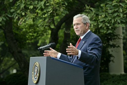 President George W. Bush holds a press conference in the Rose Garden Friday, Sept. 15, 2006. White House photo by Eric Draper