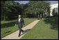 President George W. Bush departs the White House en route to the United Nations in New York City Monday morning, September 18, 2006. The President will meet with world leaders and address the United Nations General Assembly. White House photo by Paul Morse