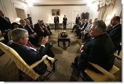 President George W. Bush meets with President Jalal Talabani of Iraq Tuesday, Sept. 19, 2006, during the President's visit to New York City for the United Nations General Assembly. White House photo by Eric Draper