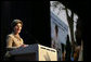 Mrs. Bush announces a $60 million public-private partnership between the U.S. Government and the Case Foundation at President Bill Clinton's Annual Global Initiative Conference in New York, NY, Wednesday, September 20, 2006. The partnership will work to provide clean water to up to 10 million people in sub-Sahara Africa by 2010, and support the provision and installation of PlayPump water systems in approximately 650 schools, health centers and HIV affected communities. PlayPump water system is powered by children's play consisting of a merry-go-round attached to a water pump with a storage tank. White House photo by Shealah Craighead