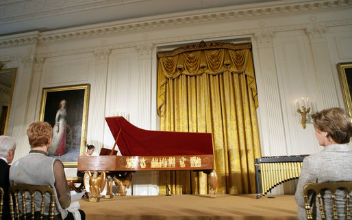 Nargiz Orujli of Azerbaijan performs during the announcement of the President's Global Cultural Initiative in the East Room Monday, Sept. 25, 2006. White House photo by Shealah Craighead