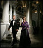 President George W. Bush and Laura Bush walk to the Great Hall of the Library of Congress in Washington, D.C., attending the 2006 National Book Festival Gala, an annual event of books and literature, Friday evening, Sept. 29, 2006. White House photo by Paul Morse