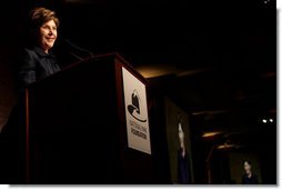 Mrs. Laura Bush delivers remarks during the National Park Foundation’s Gala Thursday, October 5, 2006 in New York City. The foundation supports youth engagement, education, health and wellness programs and strengthens the connection between the American people and their National Parks and by raising private funds and increasing public awareness. White House photo by Shealah Craighead