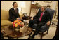 President George W. Bush talks with United Nations Secretary-General Designate Ban Ki-moon of the Republic of Korea Tuesday, Oct. 17, 2006, at the White House. White House photo by Eric Draper