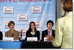 Mrs. Laura Bush listens to Dr. Libby O’Connell, Chief Historian of The History Channel, during a youth breakout session at the Preserve America Summit in New Orleans, La., Thursday, Oct. 19, 2006. White House photo by Shealah Craighead