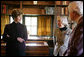 Mrs. Laura Bush listens to Sandy Bates, Secretary of the Board for Pearl S. Buck International, center, and Janice Walsh, daughter of Pearl S. Buck, right, Tuesday, October 24, 2006, during a tour of the Pearl S. Buck House National Landmark, a 2005 Save America’s Treasures grant recipient, in Perkasie, Pennsylvania. Pearl S. Buck was the first woman to win the Nobel and Pulitzer Prizes and also dedicated her life to promoting tolerance, human rights and inter-cultural understanding. White House photo by Shealah Craighead