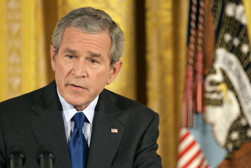 President George W. Bush discusses Iraq with reporters during a press conference in the East Room Wednesday, Oct. 25, 2006. "I will send more troops to Iraq if General Casey says, I need more troops in Iraq to achieve victory," said President Bush in response to a reporter's question about the troops serving in Iraq. White House photo by Paul Morse