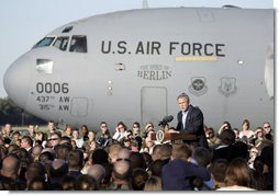 President George W. Bush address military personnel and their families at Charleston Air Force Base in Charleston, South Carolina on Saturday, October 28, 2006. White House photo by Paul Morse