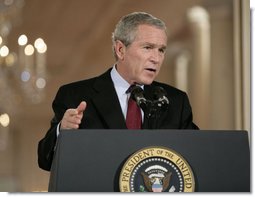 President George W. Bush makes remarks on Tuesday's election results during a nationally televised news conference Wednesday, Nov. 8, 2006, from the East Room of the White House. White House photo by Eric Draper