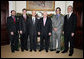 Vice President Dick Cheney meets with the 2006 U.S. Nobel Laureates, Thursday, November 30, 2006 in the Roosevelt Room at the White House. From left to right are Dr. Andrew Fire, 2006 Nobel Prize in Medicine; Dr. George F. Smoot, 2006 Nobel Prize in Physics; Dr. Roger D. Kornberg, 2006 Nobel Prize in Chemistry; Dr. Craig Mello, 2006 Nobel Prize in Medicine; Dr. John C. Mather, 2006 Nobel Prize in Physics. This year marks the first time in 30 years that the U.S. has exclusively won four of the six Nobel prizes, the last time being 1976 when the U.S. won awards in science, economics and literature. White House photo by David Bohrer