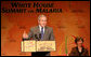 President George W. Bush, joined by Laura Bush, addresses participants at the first-ever White House Summit on Malaria, Thursday, Dec, 14, 2006, at the National Geographic Society in Washington, D.C. President Bush’s Malaria Initiative is a five-year $1.2 billion program to eradicate malaria in 15 countries. White House photo by Shealah Craighead