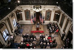 President George W. Bush addresses reporters during his news conference Wednesday, Dec. 20, 2006, in the Indian Treaty Room at the Eisenhower Executive Office Building in Washington, D.C. White House photo by Eric Draper