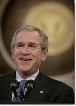 President George W. Bush addresses reporters during his news conference Wednesday, Dec. 20, 2006, in the Indian Treaty Room at the Eisenhower Executive Office Building in Washington, D.C. White House photo by Eric Draper