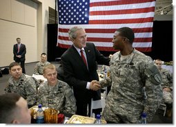 President George W. Bush meets with the troops and their families during his visit to Fort Benning, Ga., Thursday, Jan. 11, 2007. White House photo by Eric Draper