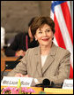 Mrs. Laura Bush, who serves as an Honorary Ambassador to the United Nations Decade of Literacy, participates in an UNESCO roundtable discussion in Paris Monday, Jan. 15, 2007. Following the White House Conference on Global Literacy held in September 2006, UNESCO is hosting upcoming regional literacy conferences in Qatar, Costa Rica, Azerbaijan and Asia. White House photo by Shealah Craighead