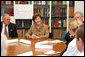 Mrs. Laura Bush and US Ambassador Craig Stapleton, left, participate in a roundtable discussion at the American Hospital of Paris Tuesday, Jan. 16, 2007, in Neuilly-on-Seine, France. White House photo by Shealah Craighead