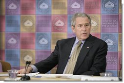 President George W. Bush speaks during a roundtable discussion on cancer prevention at the National Institutes of Health in Bethesda, Md., Wednesday, Jan. 17, 2007.  White House photo by Eric Draper