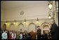 Mrs. Laura Bush speaks Wednesday, Jan. 17, 2007 during a U.S. Tri-Missions greeting at the United States Embassy in Paris. On stage with Mrs. Bush are: Ambassador and Mrs. Craig Stapleton, Ambassador Louise Oliver, and Ambassador Connie Morella. White House photo by Shealah Craighead