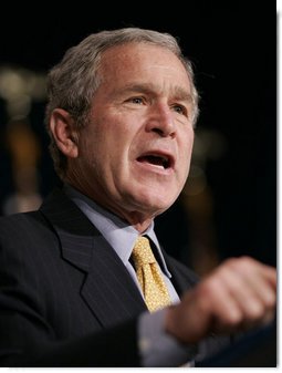 President George W. Bush gestures as he addresses the House Republican Conference, Friday, Jan. 26, 2007 in Cambridge, Md. White House photo by Paul Morse