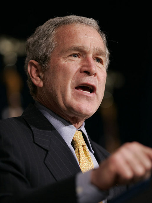 President George W. Bush gestures as he addresses the House Republican Conference, Friday, Jan. 26, 2007 in Cambridge, Md. White House photo by Paul Morse