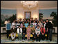 Mrs. Laura Bush poses for a photo with Youth Ambassadors representing Brazil, Chile, Argentina, Uruguay and Paraguay, Friday, Jan. 26, 2007, during their visit to the White House. The Youth Ambassadors program was initiated by the U.S. Embassy in Brazil, as part of a cultural and educational exchange for students with academic excellence and leadership abilities from Latin America to visit the United States. White House photo by Shealah Craighead