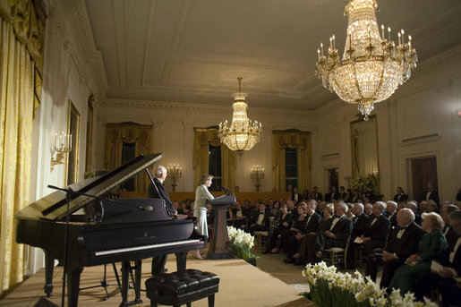 Doris Kearns Goodwin, a presidential scholar and author of, "Team of Rivals: The Political Genius of Abraham Lincoln," speaks in the East Room at a dinner honoring the Ford’s Theatre Abraham Lincoln Bicentennial Celebration Sunday, Feb. 11, 2007. White House photo by Paul Morse