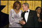 President George W. Bush thanks Yolanda Adams after her performance at a dinner in honor of the Ford’s Theatre Abraham Lincoln Bicentennial Celebration Sunday, Feb. 11, 2007. White House photo by Paul Morse