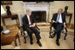 President George W. Bush meets with Ambassador Ryan Crocker, Ambassador-Designee to Iraq, in the Oval Office Friday, Feb. 16, 2007. White House photo by Eric Draper