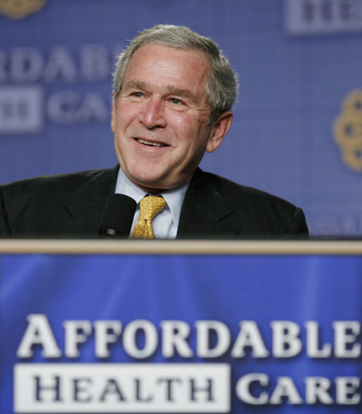 President George W. Bush participates in a question and answer discussion on health care initiatives Wednesday, Feb. 21, 2007, at the Chattanooga Convention Center in Chattanooga, Tenn. White House photo by Paul Morse