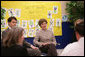 Mrs. Laura Bush participates in a discussion with school and local officials Thursday, Feb. 22, 2007 at the D’Iberville Elementary School in D’Iberville, Miss., about the continued progress of the children and the community in the aftermath of Hurricane Katrina. White House photo by Shealah Craighead