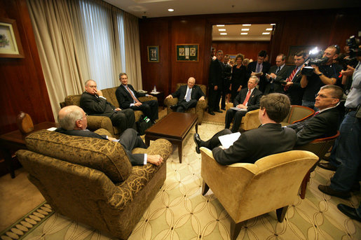 Vice President Dick Cheney and Australian Prime Minister John Howard, bottom left, meet in the Prime Minister's office, Saturday, Feb. 24, 2007 in Sydney. White House photo by David Bohrer