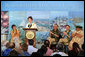 Mrs. Laura Bush is applauded by Hawaiian Gov. Linda Lingle, left, at the Northwest Hawaiian Islands Marine National Monument Naming Ceremony, Friday, March 2, 2007 in Honolulu, where Laura Bush unveiled the new Hawaiian name as the Papahanaumokuakea Marine National Monument. The Northwestern Monument represents the largest single conservation area in our nation's history and the largest protected marine area in the world. White House photo by Shealah Craighead