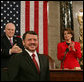 Vice President Dick Cheney and House Speaker Nancy Pelosi applaud King Abdullah II of Jordan as he prepares to address a Joint Meeting of Congress, Tuesday, March 7, 2007 at the U.S. Capitol. White House photo by David Bohrer