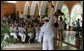 Mrs. Laura Bush and Mrs. Margarita Zavala, wife of Mexico President Felipe Calderon, applaude a peformer of the Cultural Center for Yucatecan Children Tuesday, March 13, 2007, at Hacienda Ochil near Temozon in Mexico. White House photo by Shealah Craighead