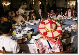 President George W. Bush speaks at a breakfast meeting with Training, Internships and Scholarships (TIES) recipients Wednesday, March 14, 2007, in Merida, Mexico. White House photo by Eric Draper