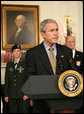 President George W. Bush discusses the Iraq War Emergency Supplemental with the press in the Diplomatic Reception Room Friday, March 23, 2007. "The purpose of the emergency war spending bill I requested was to provide our troops with vital funding. Instead, Democrats in the House, in an act of political theater, voted to substitute their judgment for that of our military commanders on the ground in Iraq," said President Bush. White House photo by Eric Draper