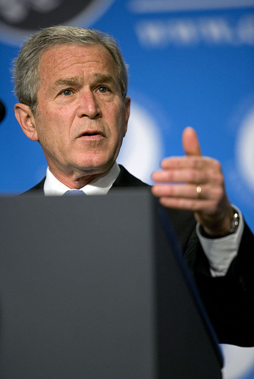 President George W. Bush addresses the National Catholic Prayer Breakfast Friday, April 13, 2007, in Washington, D.C. "A prayerful nation is a strong nation," said President Bush. "A prayerful nation is a nation, the true strength of which lies in the hearts of the men and women of our nation." White House photo by Shealah Craighead