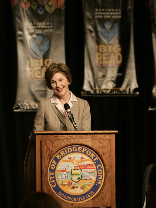 Mrs. Laura Bush addresses her remarks at The Big Read event Monday, April 16, 2007 at the Barnum Museum in Bridgeport, Conn. The Big Read is a nationwide initiative of the National Endowment of the Arts. White House photo by Shealah Craighead