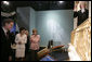 Mrs. Laura Bush and Mrs. Akie Abe, wife of Japanese Prime Minister Shinzo Abe, view an exhibit on the life of George Washington during their tour of the Mount Vernon Estate of Washington Thursday, April 26, 2007, in Mount Vernon, Va. White House photo by Shealah Craighead