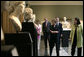 Mrs. Laura Bush walks through the Women of Antiquities exhibit Saturday, April 28, 2007, during a visit to the Getty Villa in Malibu, Calif. Mrs. Bush made the visit after delivering the commencement address to the 2007 graduates of Pepperdine University's Seaver College. She's joined by Dr. Karol Wight, right, Acting Curator of Antiquities at the J.Paul Getty Museum; Mrs. Louise Bryson, Chair of the J.Paul Getty Board of Trustees; Brad Freeman, second from left, longtime Bush family friend, and Dr. Michael Brand, Director of the J.Paul Getty Museum. White House photo by Shealah Craighead