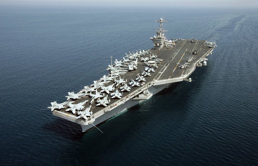 The Nimitz-class nuclear-powered supercarrier USS John C. Stennis is seen Friday, May 11, 2007. Currently deployed to the Persian Gulf, the carrier welcomed Vice President Dick Cheney for a classified briefing and rally for the troops. White House photo by David Bohrer