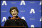 Mrs. Bush delivers remarks to the 2007 graduating class from The University of Texas at Arlington on Friday, May 11, 2007, during their Graduation Celebration event in Arlington, Texas. “Tonight, we honor 2,700 students from nine schools and 79 countries.” Mrs. Bush said during her speech. “And now you’re united by one distinction: You’re UTA graduates.” White House photo by Shealah Craighead