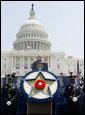 President George W. Bush addresses his remarks at the annual Peace Officers' Memorial Service outside the U.S. Capitol Tuesday, May 15, 2007, paying tribute to law enforcement officers who were killed in the line of duty during the previous year and their families. White House photo by Joyce Boghosian