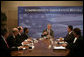 President George W. Bush participates in a roundtable discussion on comprehensive immigration reform and employment eligibility verification Wednesday, May 16, 2007, at the Embassy Suites Washington, D.C.-Convention Center.  White House photo by Joyce Boghosian